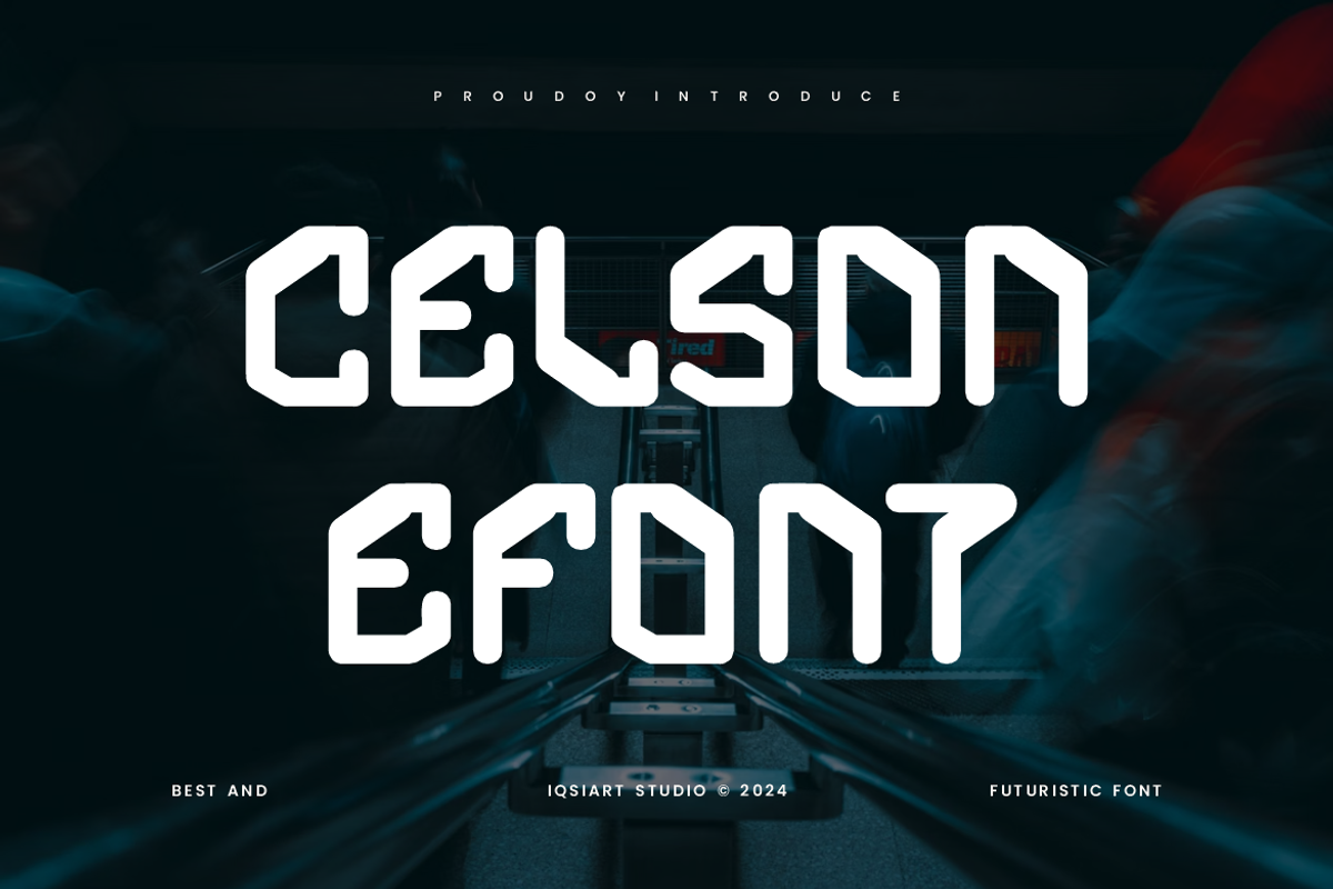 Celson Efont - Futuristic Font, a Sans Serif Font by Iqsiart Studio (Photo 1 of 6)