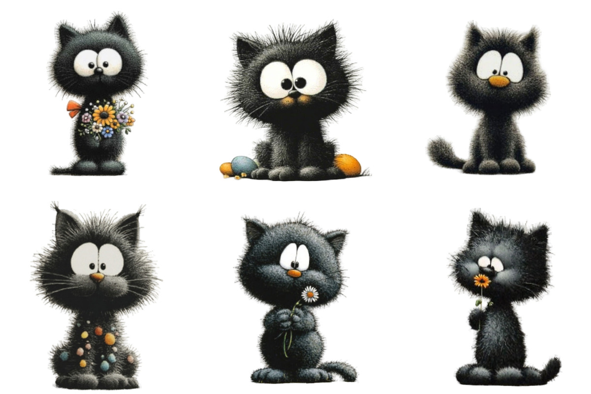 Whimsical Easter Black Cats Clipart, an Illustration by Designking (Photo 3 of 7)