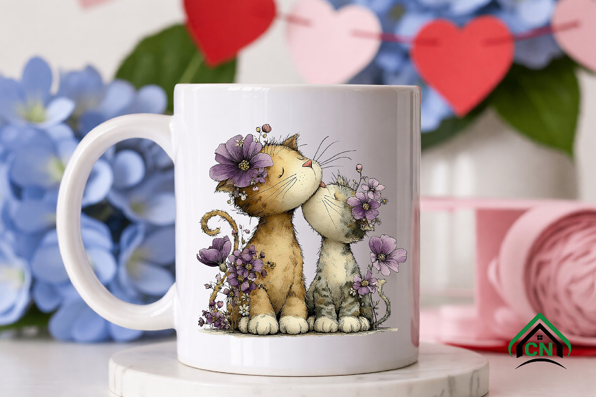 Whimsical Mother's Day Cats Clipart, an Illustration by Craft Nest (Photo 6 of 12)