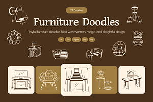 Furniture Doodle Icon Set, an Outline Icon by Vectors Market