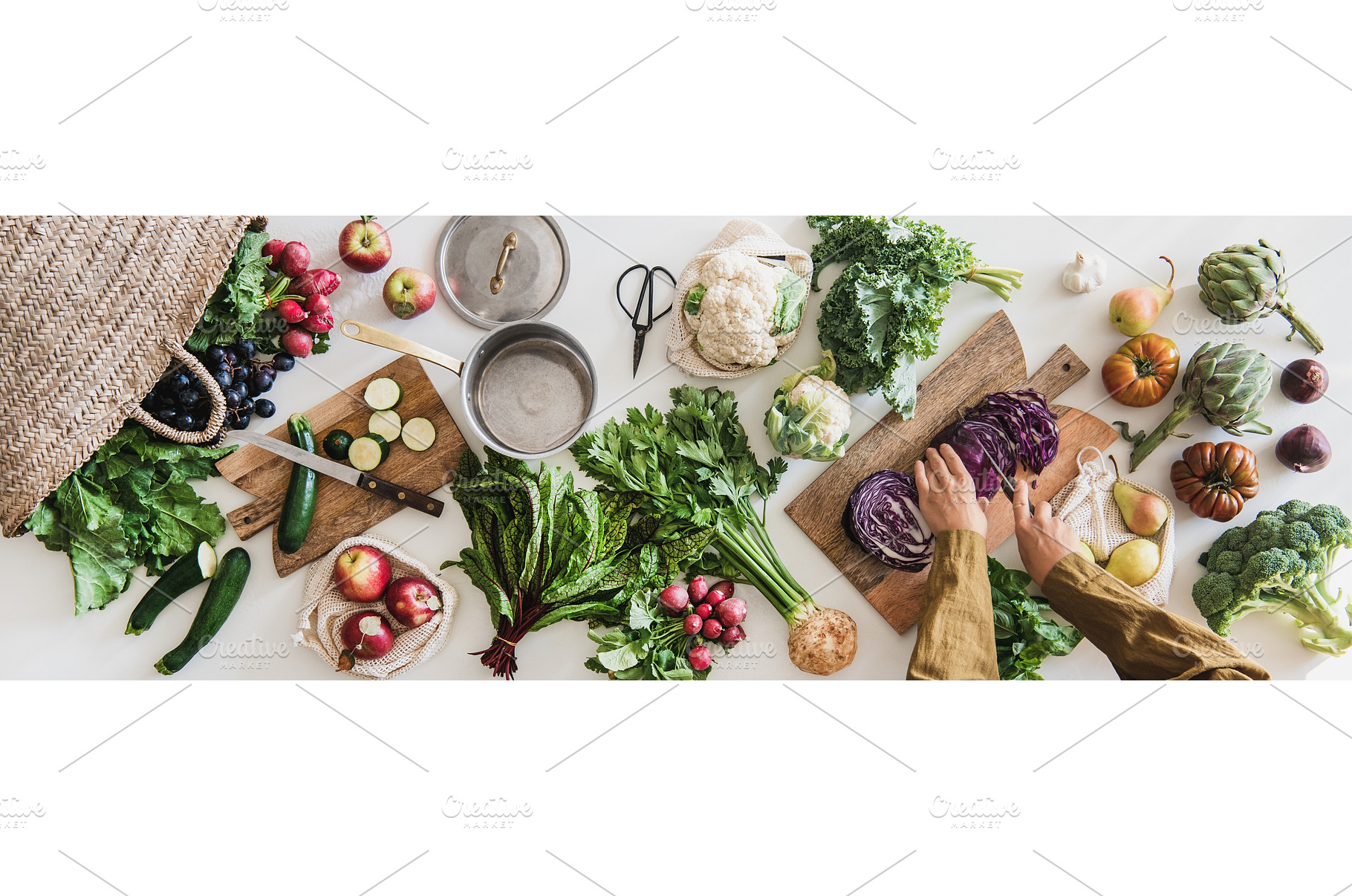 Female cutting fresh vegan, a Food & Drink Photo by Foxys