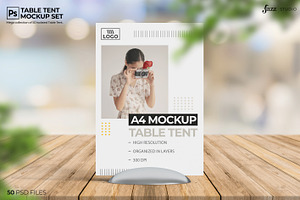 50 PSD Table Tent Mockup Collection