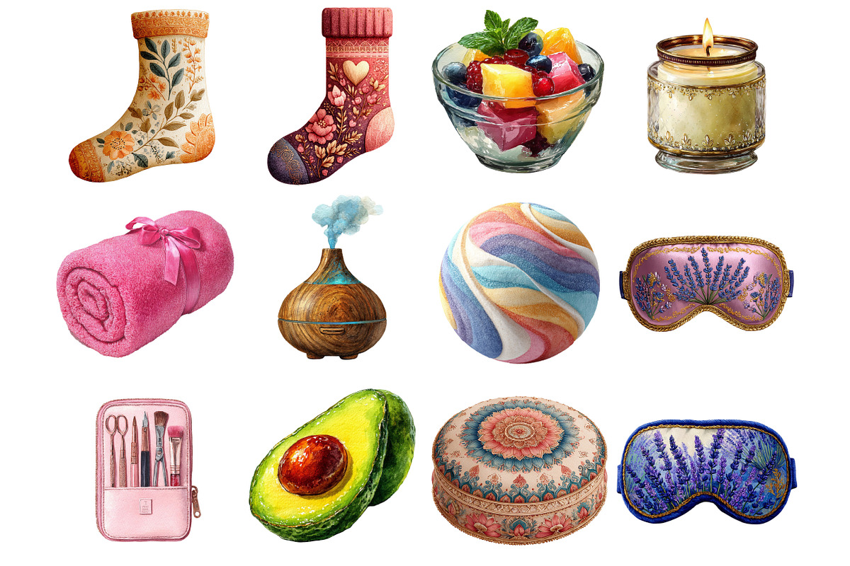 Watercolor Selfcare Clipart, a Graphic by CitraGraphics (Photo 2 of 4)