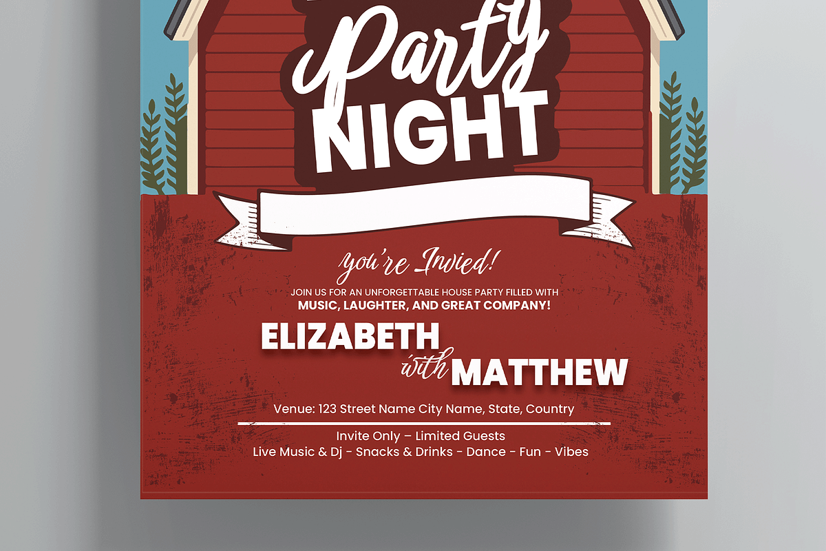House Party Invitation Template, a Flyer Template by MightyDesign (Photo 3 of 8)