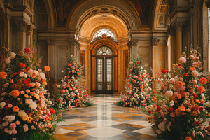 Elegant floral arrangements brighten, a Photo by Tanuart