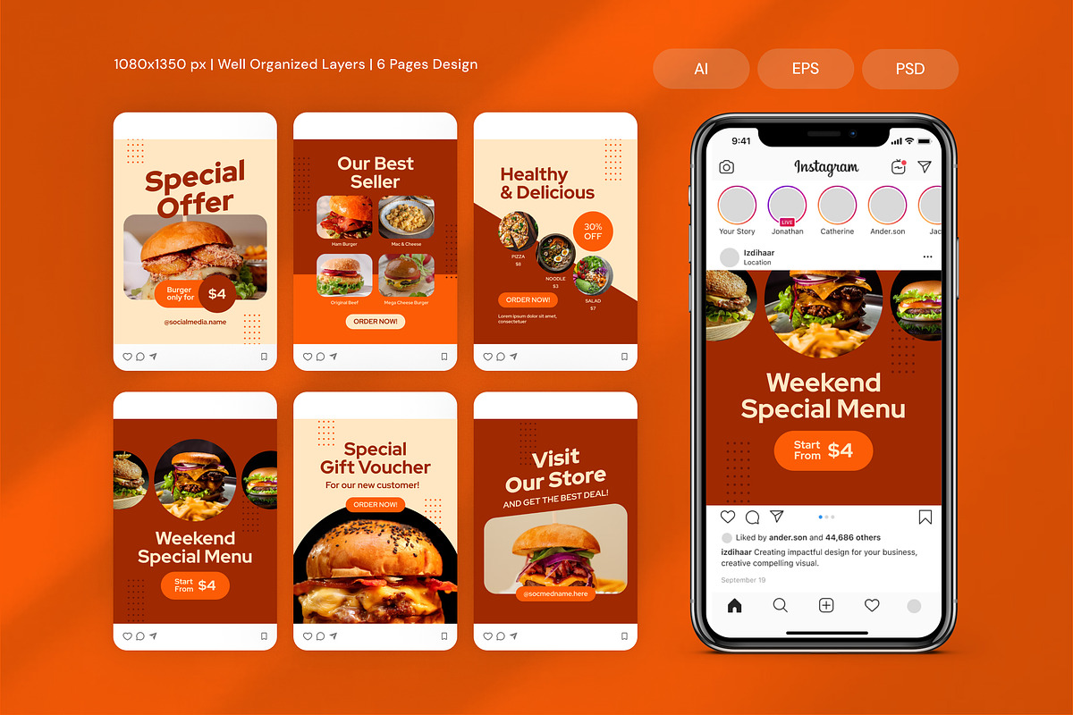 Fast Food - Instagram Post, a Resume Template by Izdihaar_Studio (Photo 1 of 3)