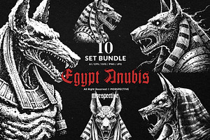 10 Bundle Dark Art Egypt Anubis, an Illustration by Morspective