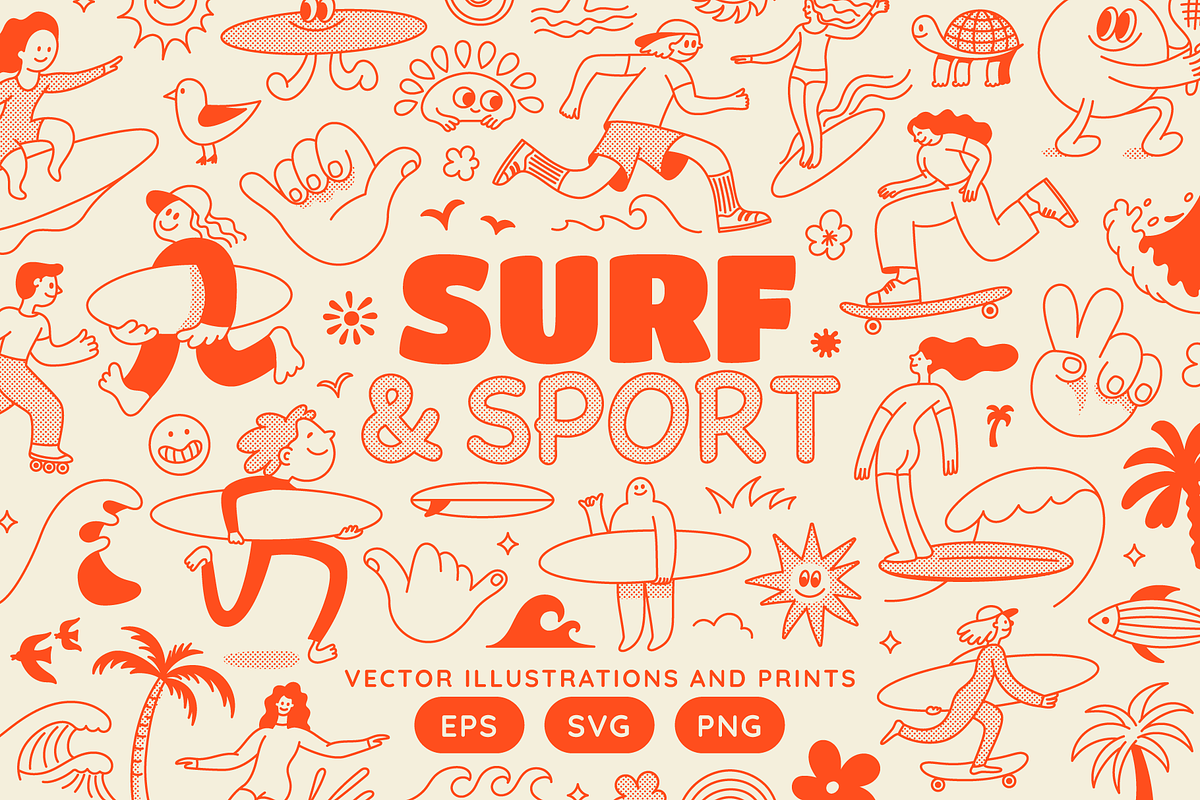 Surf & Sport Vector Illustrations, an Object Graphic by venimo (Photo 1 of 15)