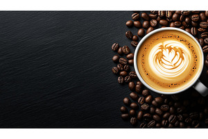 Cup of cappuccino with latte art, a Background Photo by Sergey Kotenev