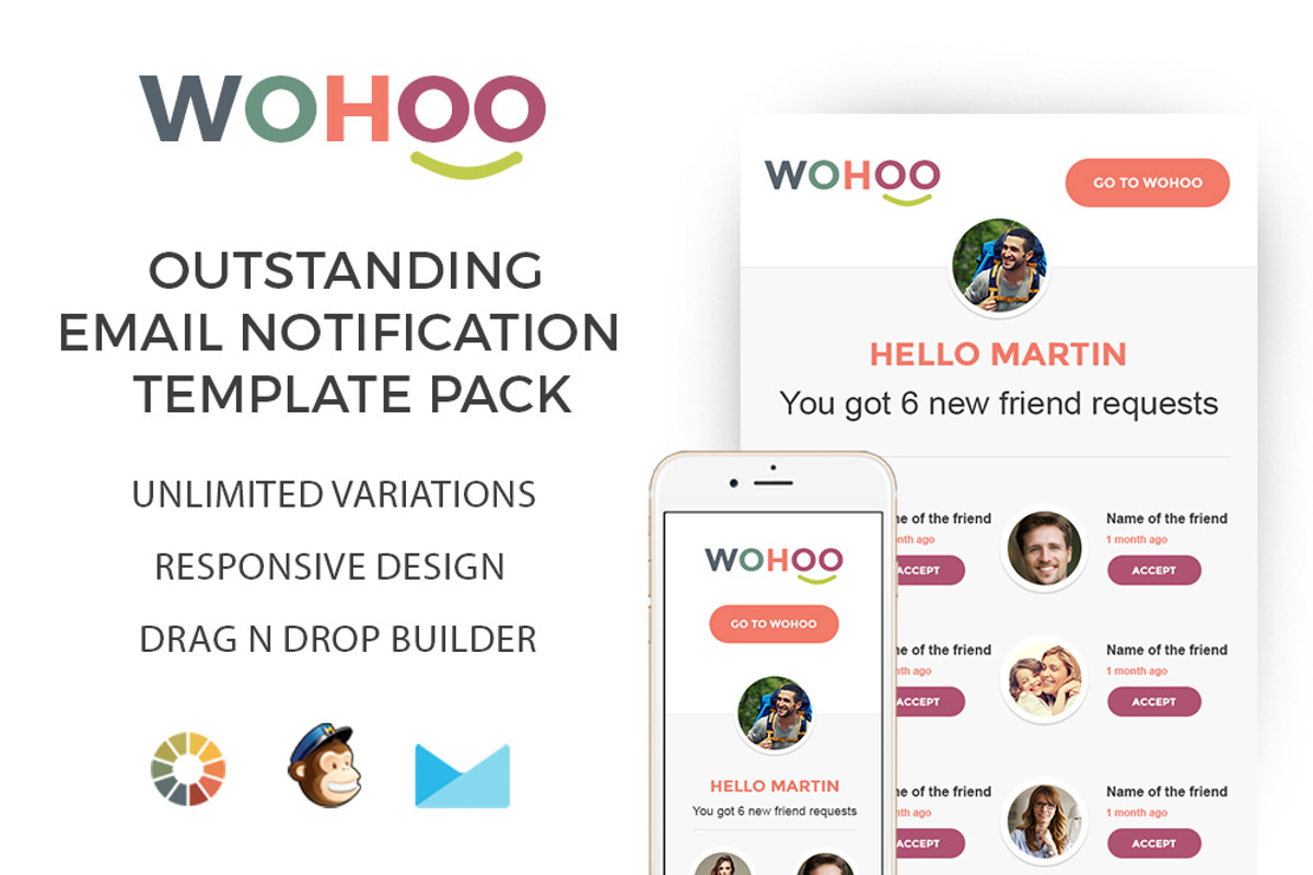 WohooII-Email Notification Template, an Email Template by ZippyPixels (Photo 1 of 4)