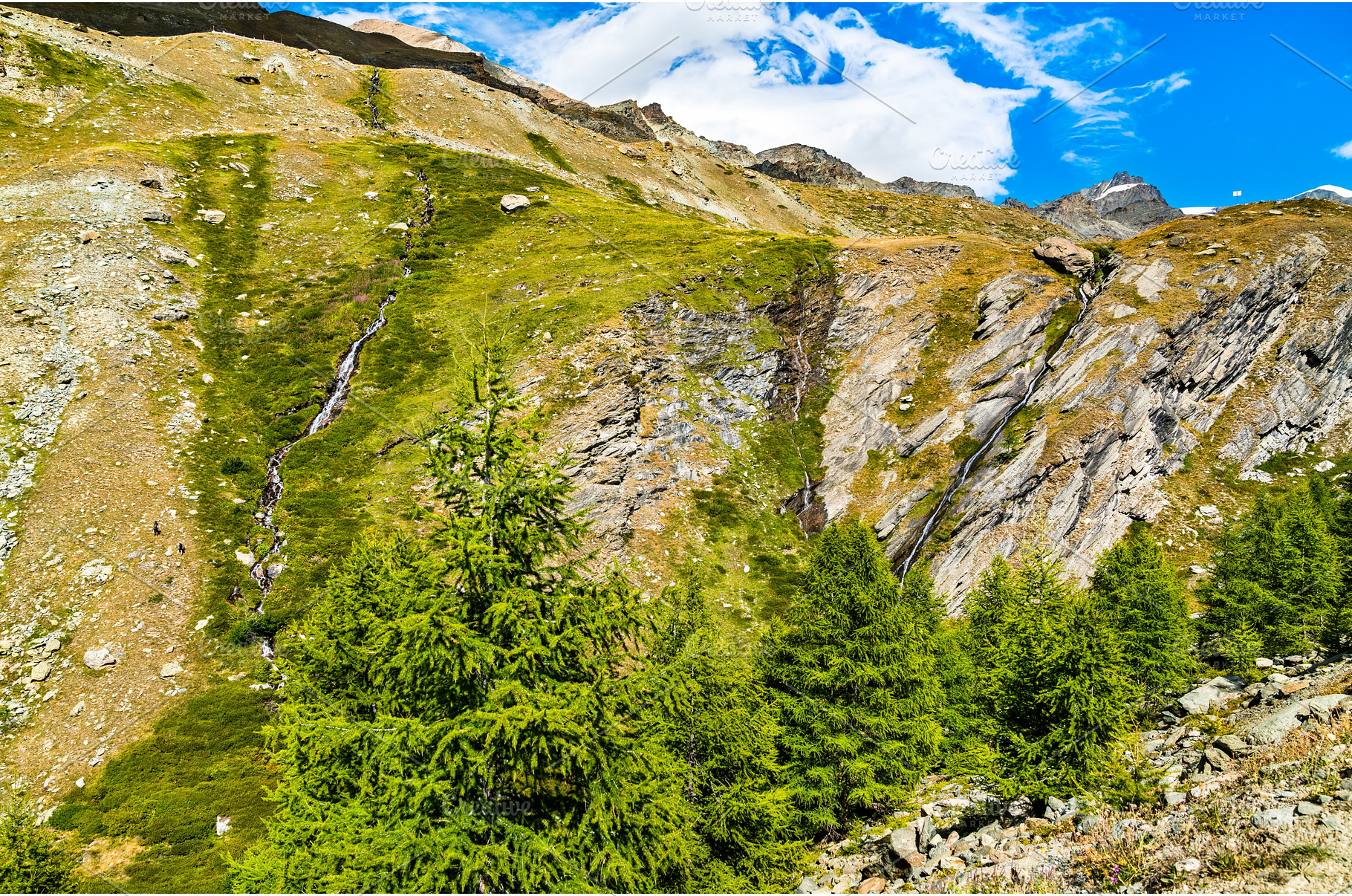 Stellisee brook at the Pennine Alps, a Nature Photo by Leonid Andronov