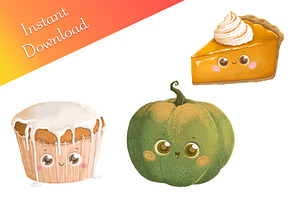 16 HQ Kawaii Fall Elements Clipart