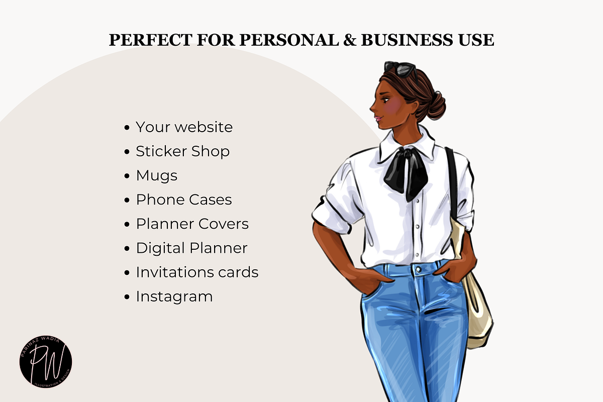 Fashion Girl 61 Watercolor Clipart, a Person Illustration by Parinaz Wadia Design (Photo 15 of 15)