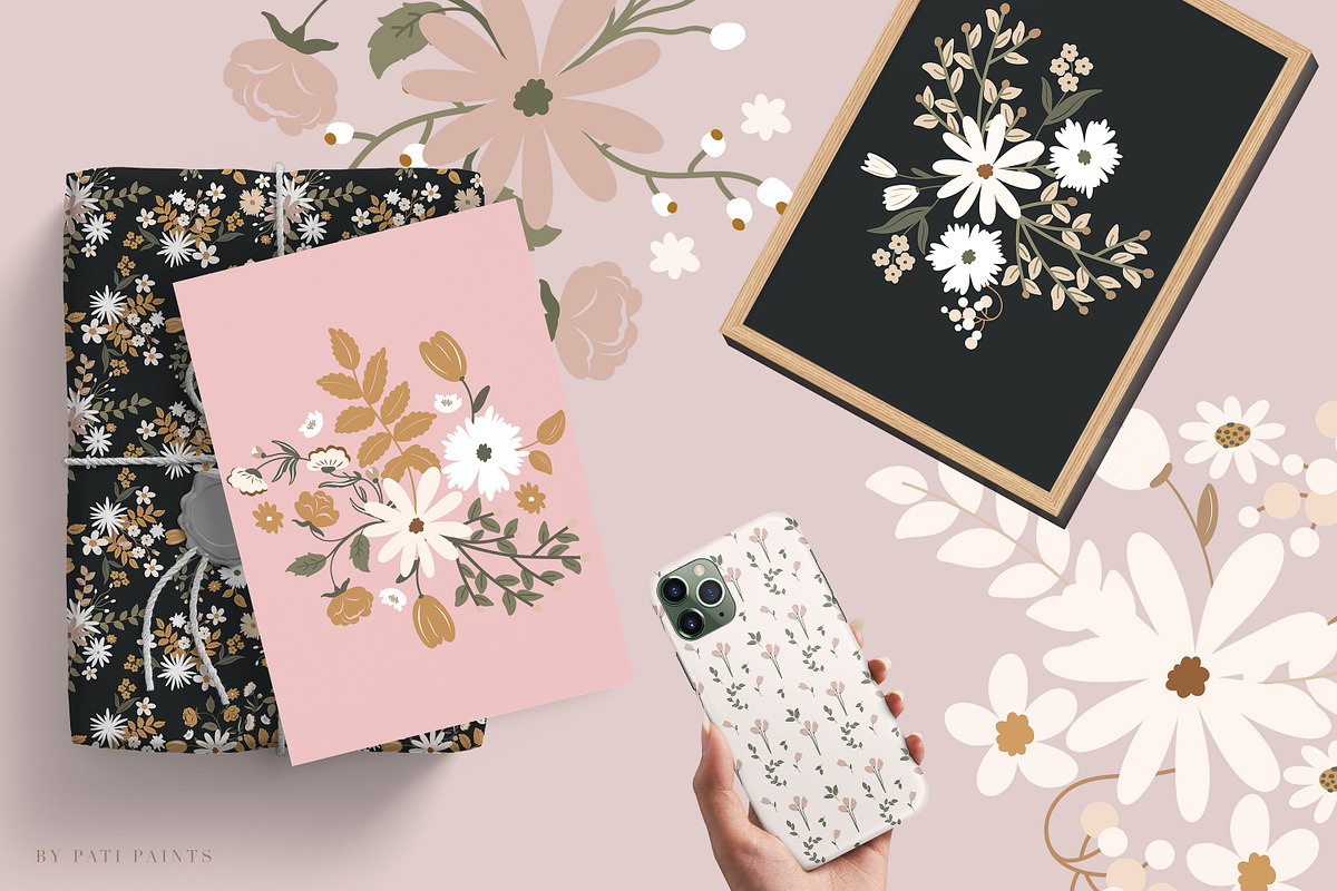 Meadow of Flowers Vector Collection, a Texture Illustration by Pati Paints (Photo 4 of 12)