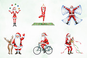 Watercolor Funny Skinny Santa Bundle, an Illustration by Creative Art (Thumbnail 3 of 10)