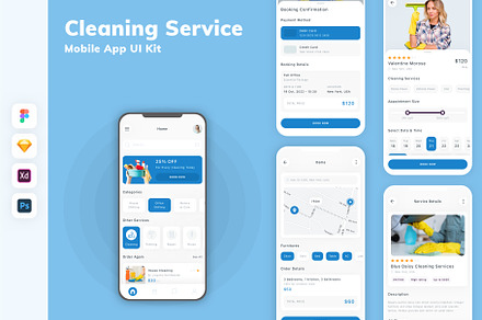 Cleaning Service Mobile App UI Kit, an UI Kit Template by uicube