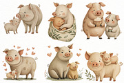 Pig Mother's Day pig Clipart, an Illustration by Designworld (Thumbnail 4 of 8)