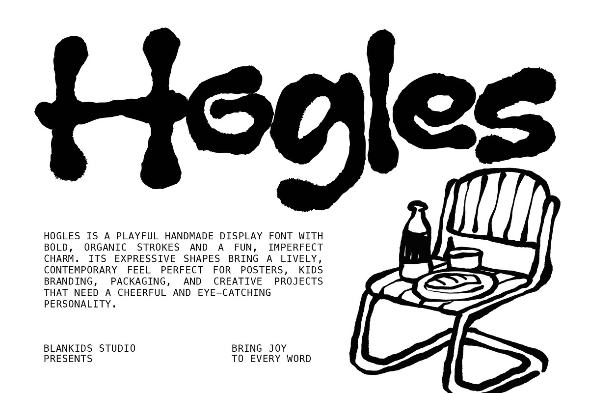 Hogles a Handmade Display Font, a Handwritten Font by Blankids Studio (Photo 2 of 9)
