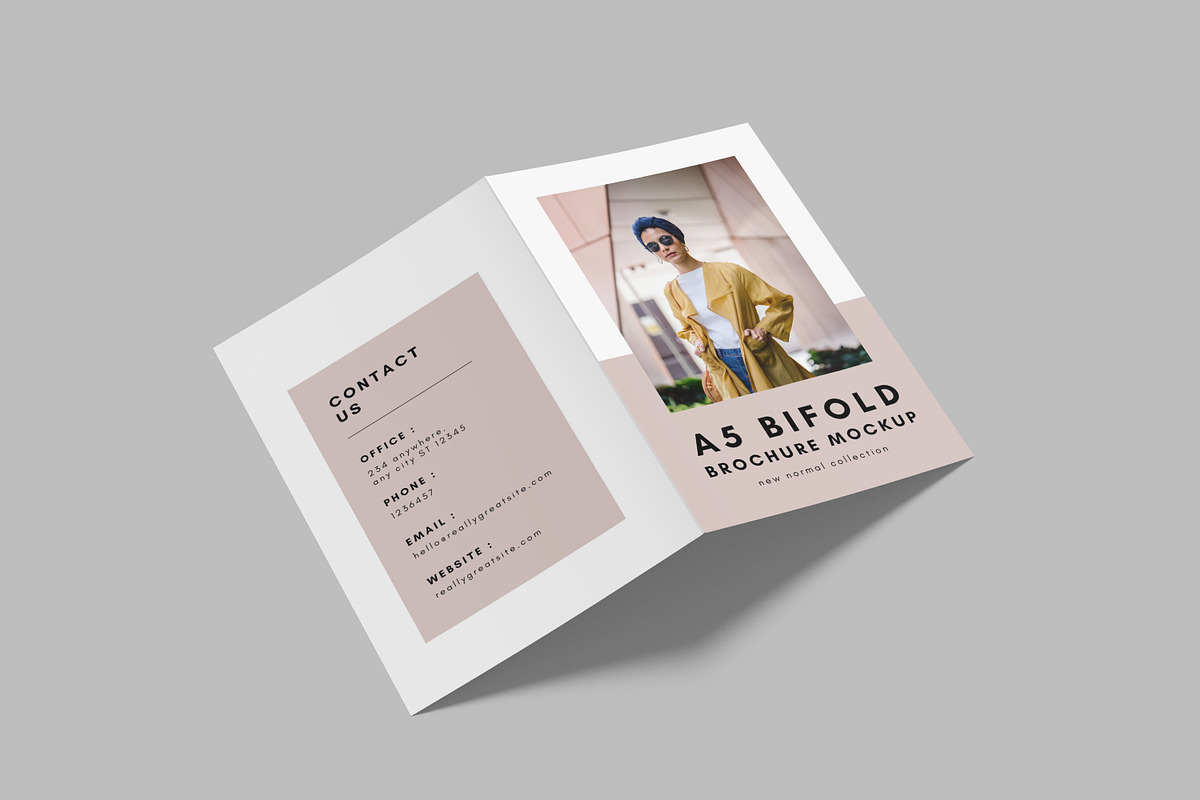 A5 Bifold Brochure Mockup, a Print Template by mahremdesign