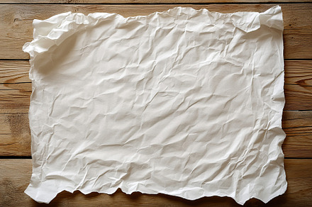 Wrinkled sheet of paper on wooden table, a Background Photo by AlyaAnd
