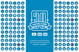 30 Vaping Flat Icons