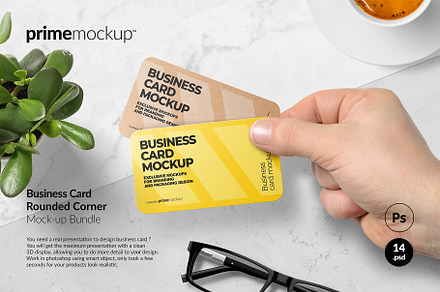 Rounded Corner Business Card Mockup