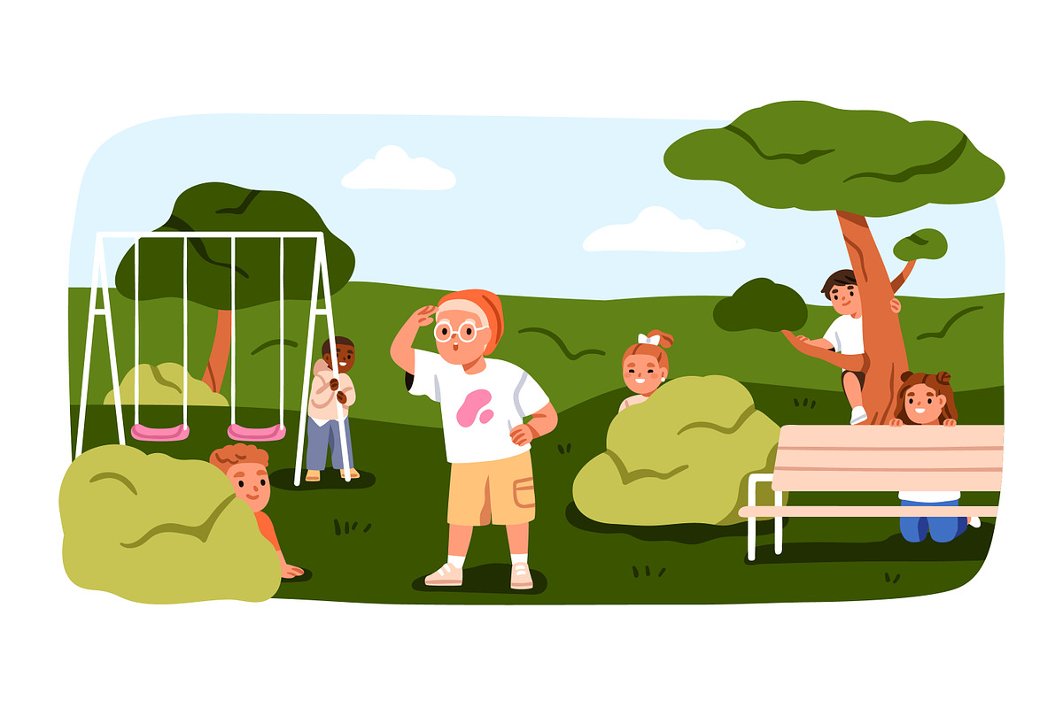 Children play hide and seek game set, a Person Illustration by Good Studio (Photo 5 of 5)
