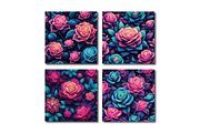 Neon Rose Flowers Crafted Texture, a Texture Graphic by Dizzy Art Studio (Thumbnail 2 of 3)