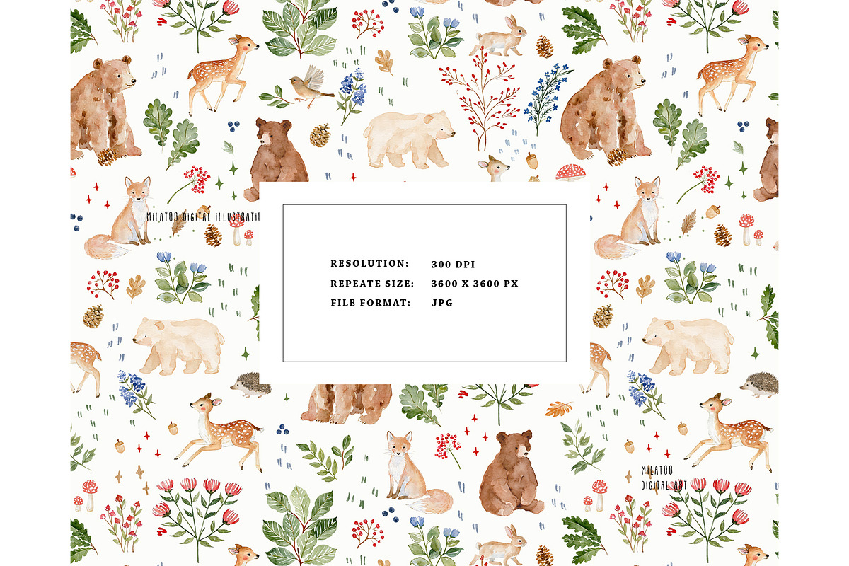 Fall Forest Animals Autumn pattern, a Pattern Graphic by Milatoo (Photo 3 of 4)