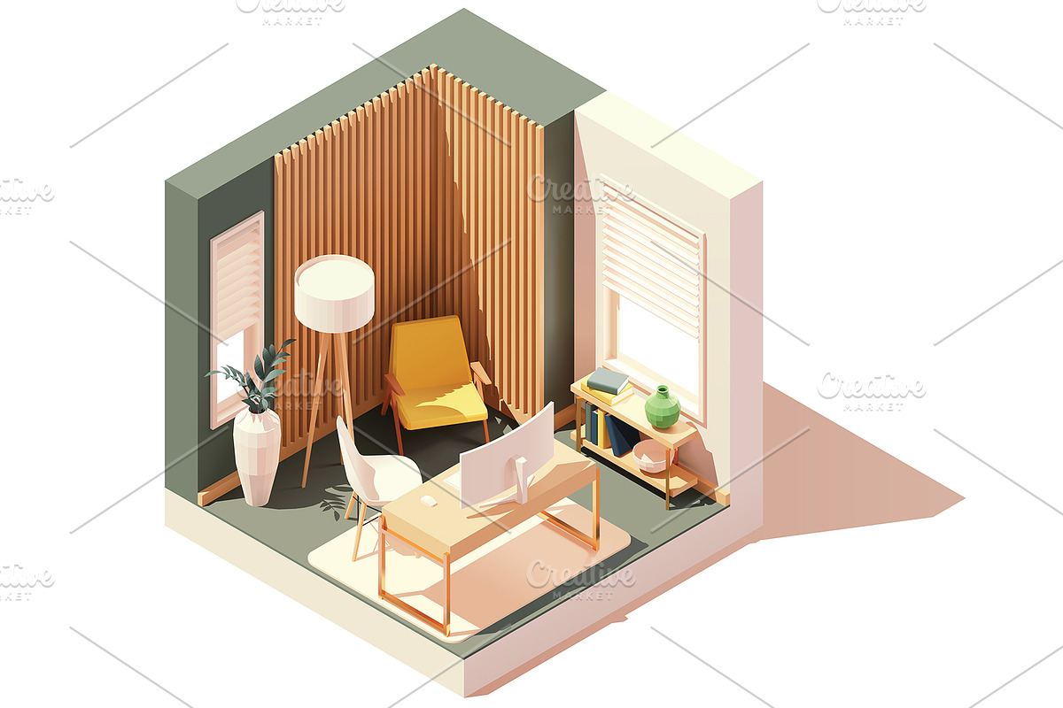 Vector isometric rooms, a Decorative Illustration by tele52 (Photo 10 of 23)