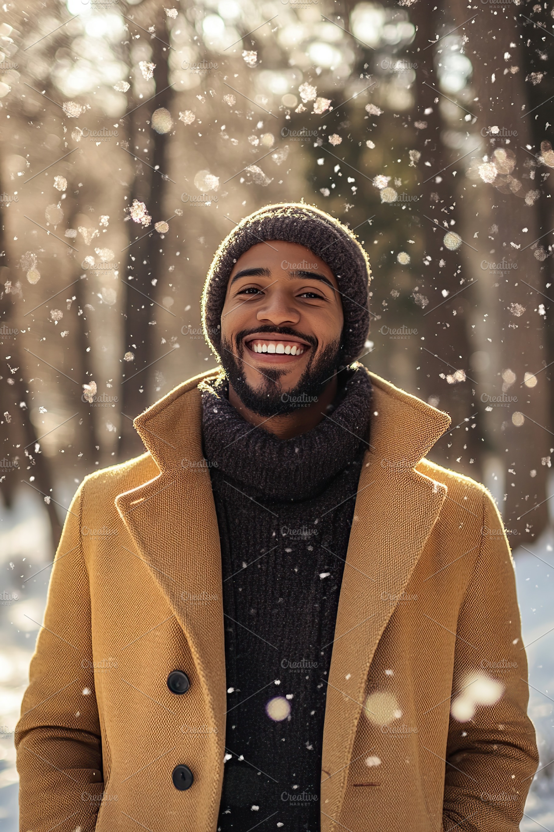 Handsome young man dressed in warm clothes in winter park, a Person Photo by AlyaAnd