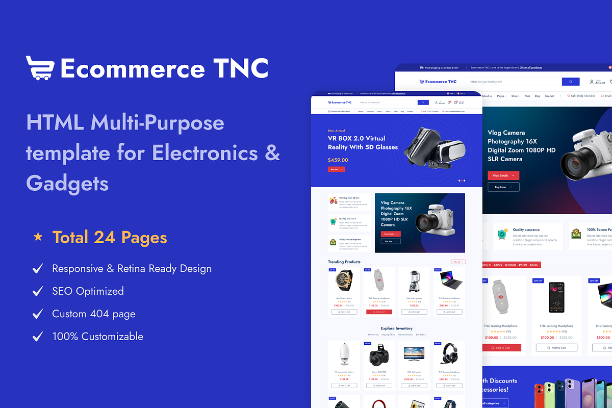Ecommerce - Online Stores Template, a HTML Template by TNCFlow (Photo 1 of 5)