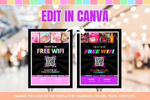 Pastel Neon WiFi QR Code Sign