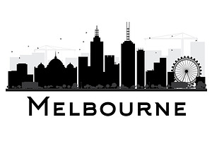 Melbourne City Skyline Silhouette