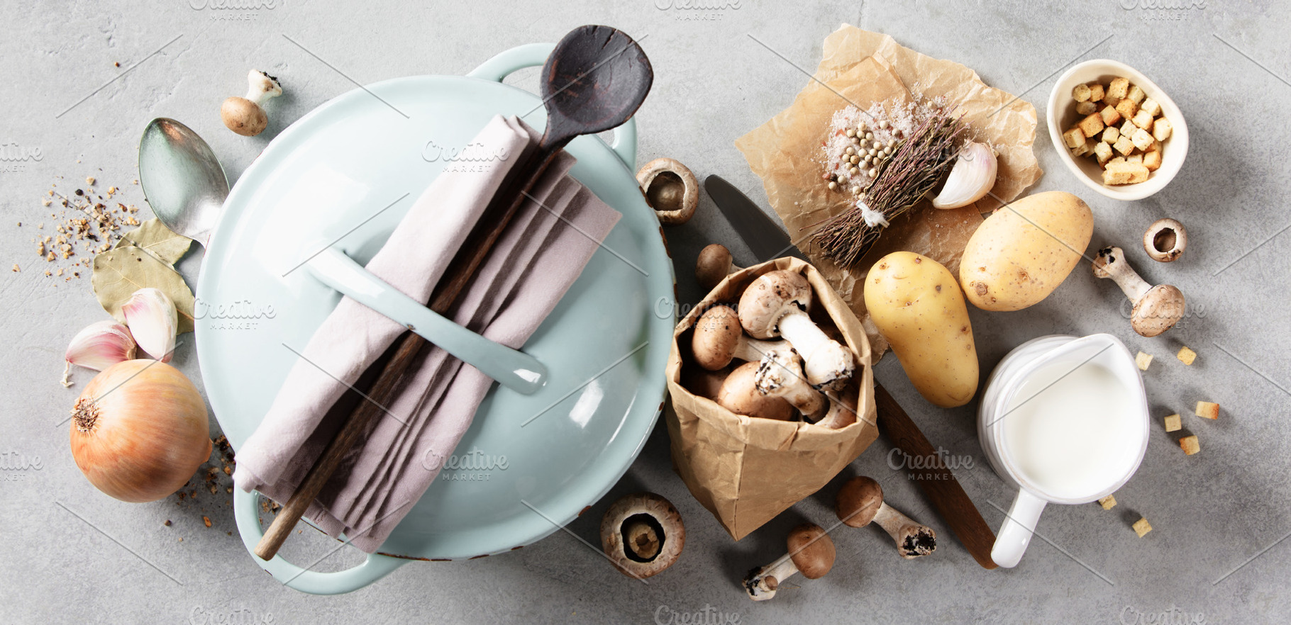 Autumn Cooking Ingredients and Blue Pot Flat Lay, a Food & Drink Photo by Natalia Klenova's Shop