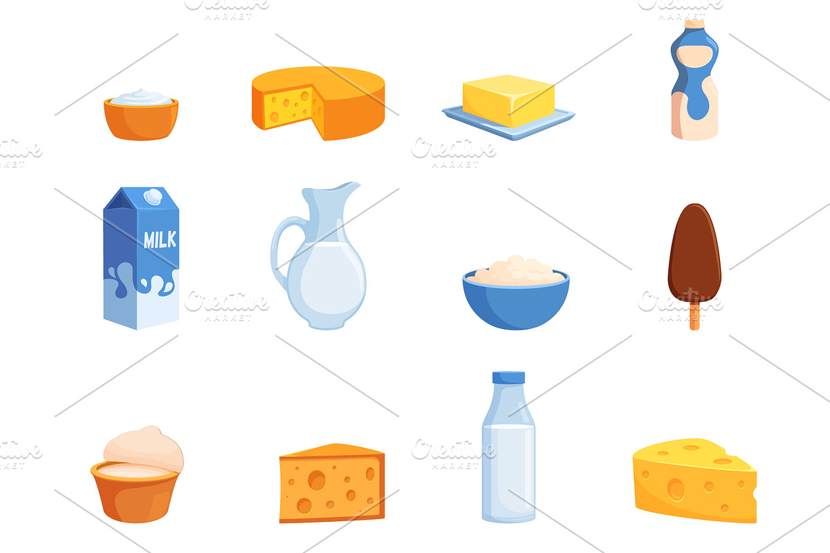 Cartoon milk products. Yogurt, a Food Illustration by Valerie Bodnar