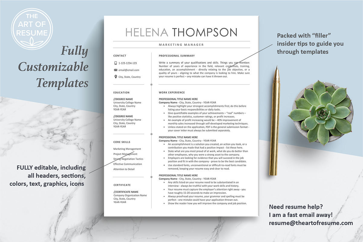 Simple Resume Template, Clean CV, a Resume Template by The Art of Resume (Photo 3 of 8)