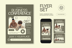 Green Business Conference Flyer Set, a Flyer Template by graphicook