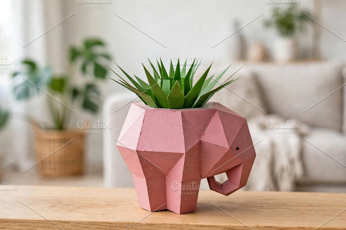 Elephant planter - 3d papercraft, a Card Template by PAPER amaze (Photo 2 of 3)