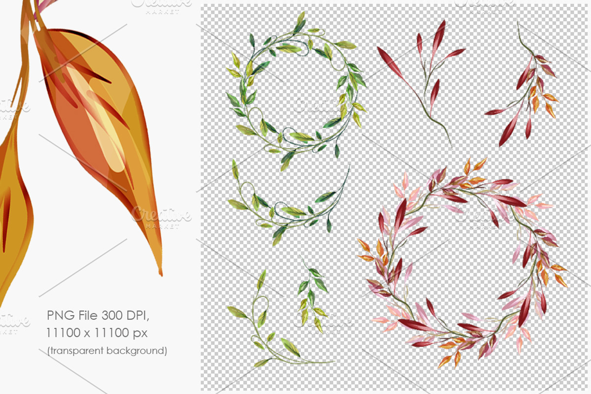 Artistic Leaves Set, a Decorative Illustration by Marina Grau (Photo 3 of 7)