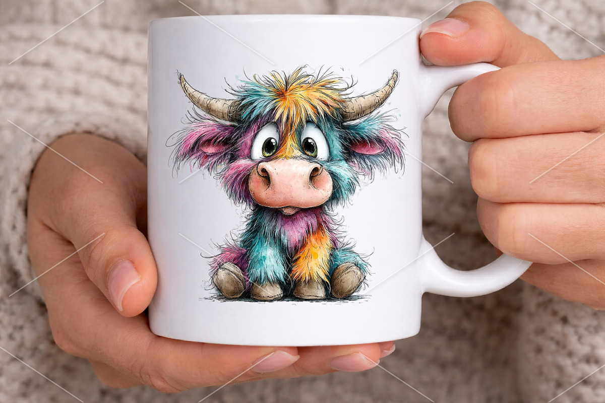 Whimsical Highland Cow Clipart PNG, a Seasonal Illustration by Canvas Craft (Photo 6 of 6)