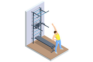 Stretching. Isometric vector, a Sport Illustration by Golden Sikorka