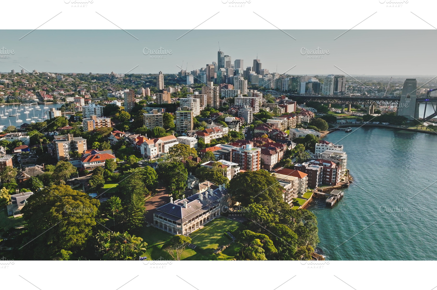 Aerial view Sydney Harbour, an Architecture Photo by Goinyk
