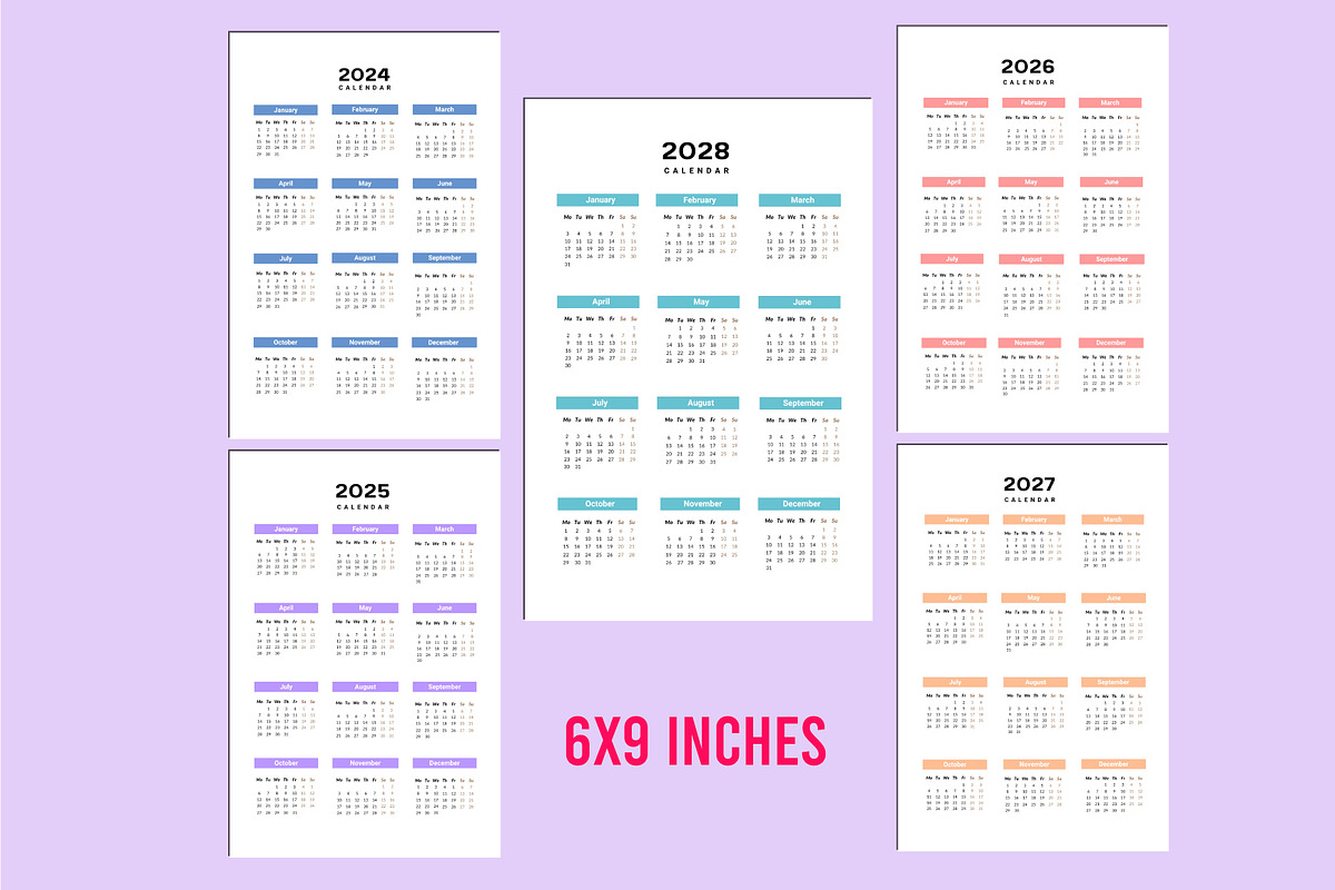 5 Year Calendar 2024-2028 For Canva, a Stationery Template by Shumaya (Photo 5 of 5)