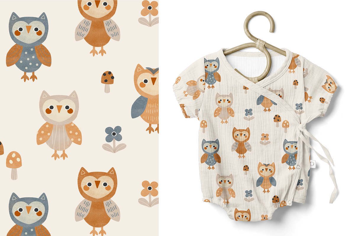 Little owl seamless pattern for kids, a Pattern Graphic by Sukanya Radana (Photo 3 of 4)