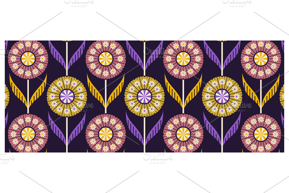 Stylized flowers and leaves, a Pattern Graphic by Creative Backgrounds