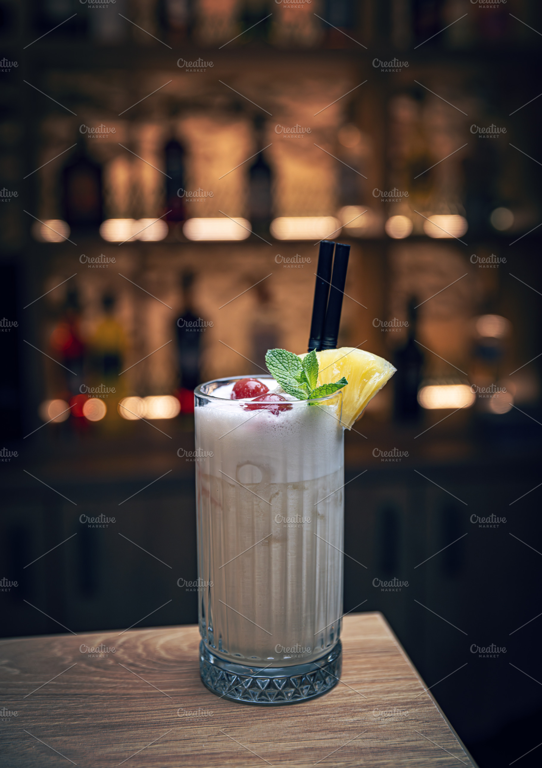 Creamy, tropical pina colada cocktail, a Photo by Grafvision photography