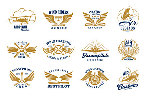 Airplane and aircraft icons, a Transportation Illustration by Vector Tradition