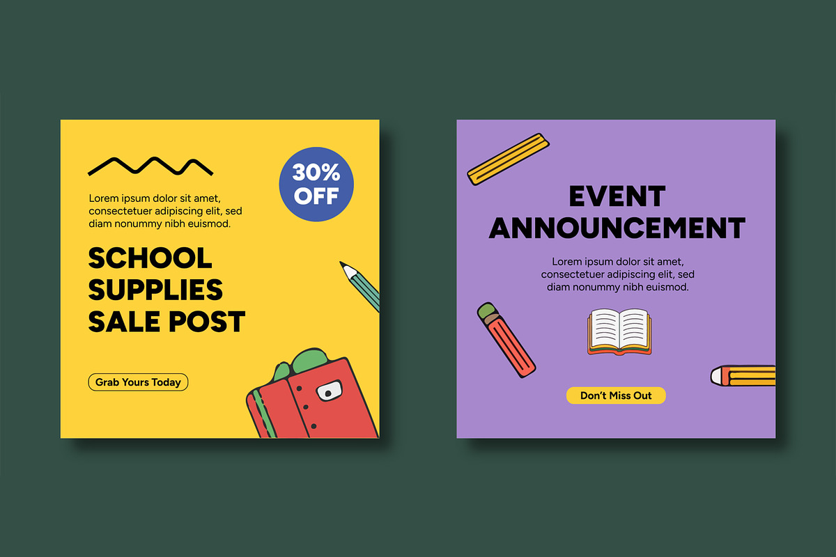 Back to School Social Media Post, a Social Media Template by MightyDesign (Photo 3 of 8)