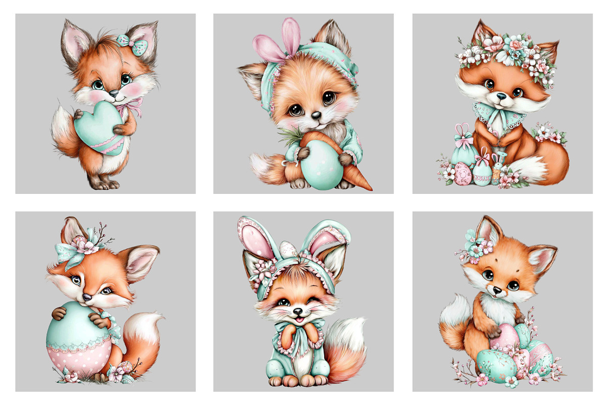 Whimsical Easter Fox Clipart, an Illustration by Black Bird Studio (Photo 5 of 5)